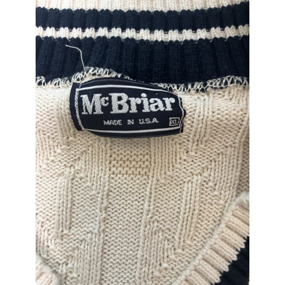 VINTAGE McBriar‎ Mens XL CREAM Cable Knit SWEATER Sweat Smart Cotton EXTRA LARGE